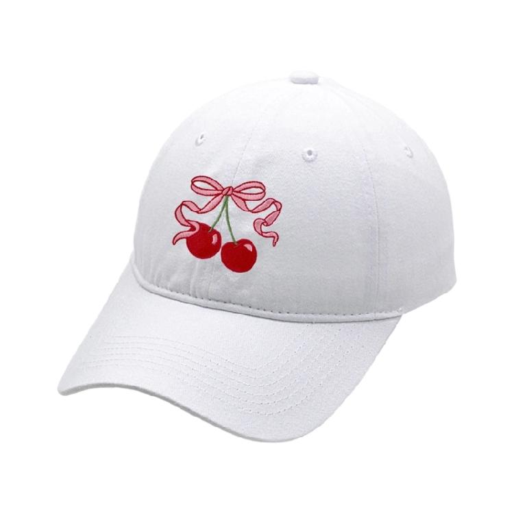 

Fashion Cherry Bowtie Baseball Hat Adjustable Wash Cotton Sun Hat 2000s Theme Headwear for Women Teens Spring Wear белый