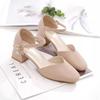 Half bag head sandals fairy style spring and summer 2025 new thick heel hollow single shoes versatile one-word buckle high heels