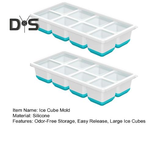 1/2Pcs Large Ice Cube Mold with Lid BPA Free Silicone Tray for Freezer Easy-Release Stackable Big Square Ice Cubes for Whiskey Cocktails Coffee