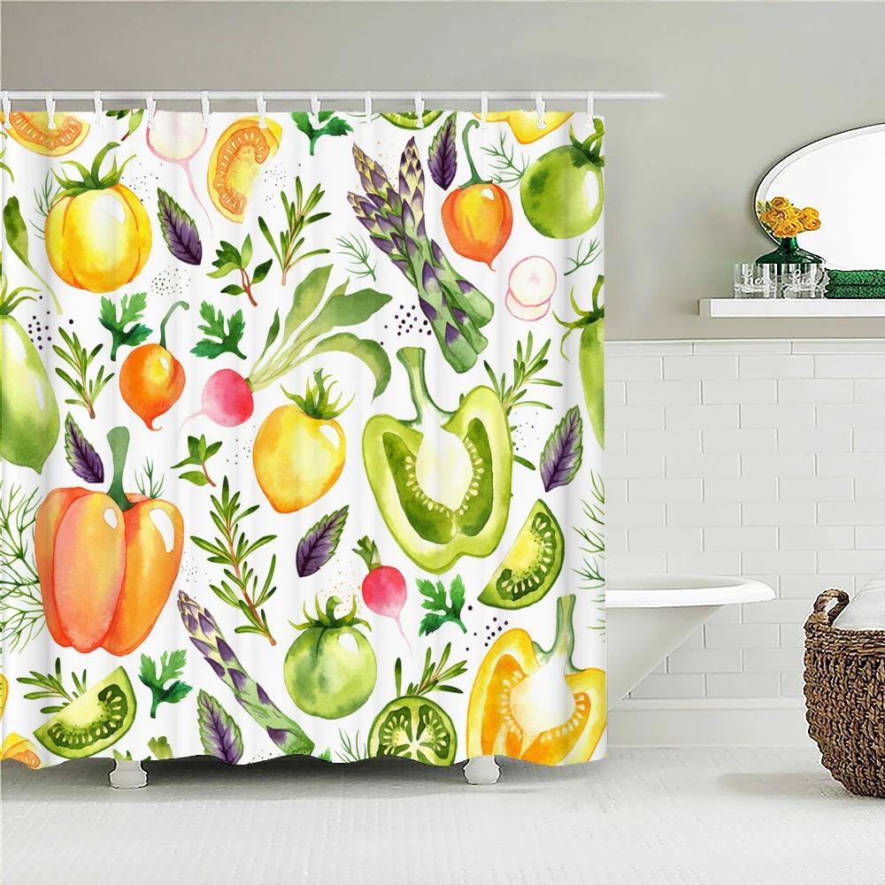 Fresh Fruit Pineapple Shower Curtain 3D Bath Screen Waterproof Fabric Bathroom Decor Large 240X180 With Hook Bathroom Curtains