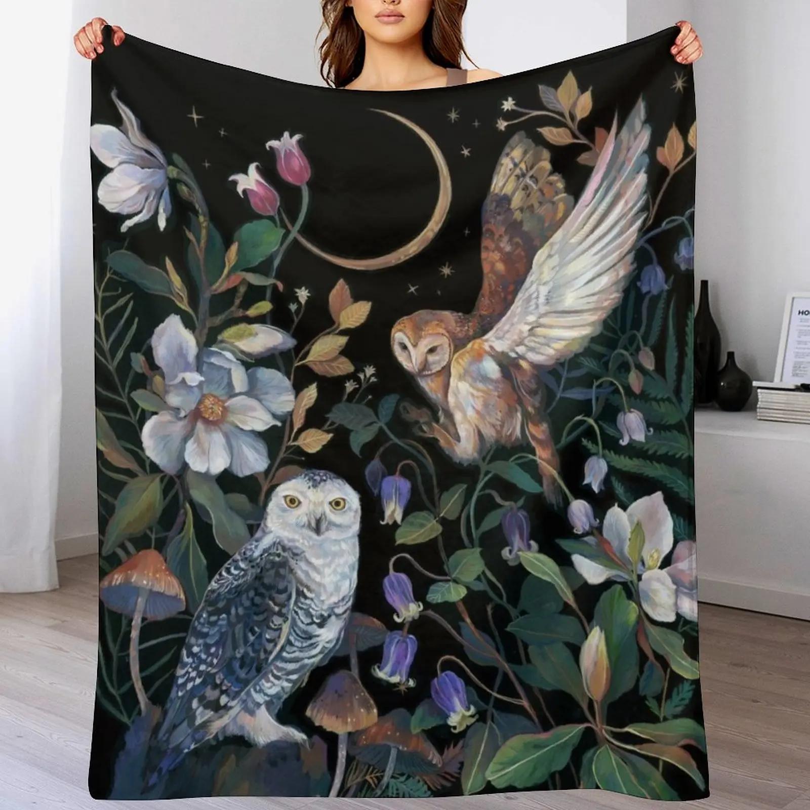 Owls night garden Throw Blanket Anti Shedding Soft Fuzzy Blanket for Home 102x76cm(40x30in)