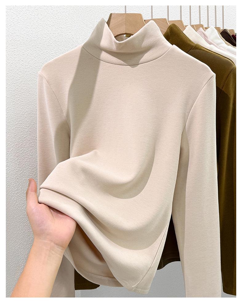 Women's 2025 Warm High-Neck Base Layer Top, Thickened Silk with Lambswool Lining