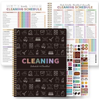 Cleaning Planner Spiral Notebook A5 Weekly Monthly Cleaning Schedule Deep Clean Checklist Household Organizer With Stickers