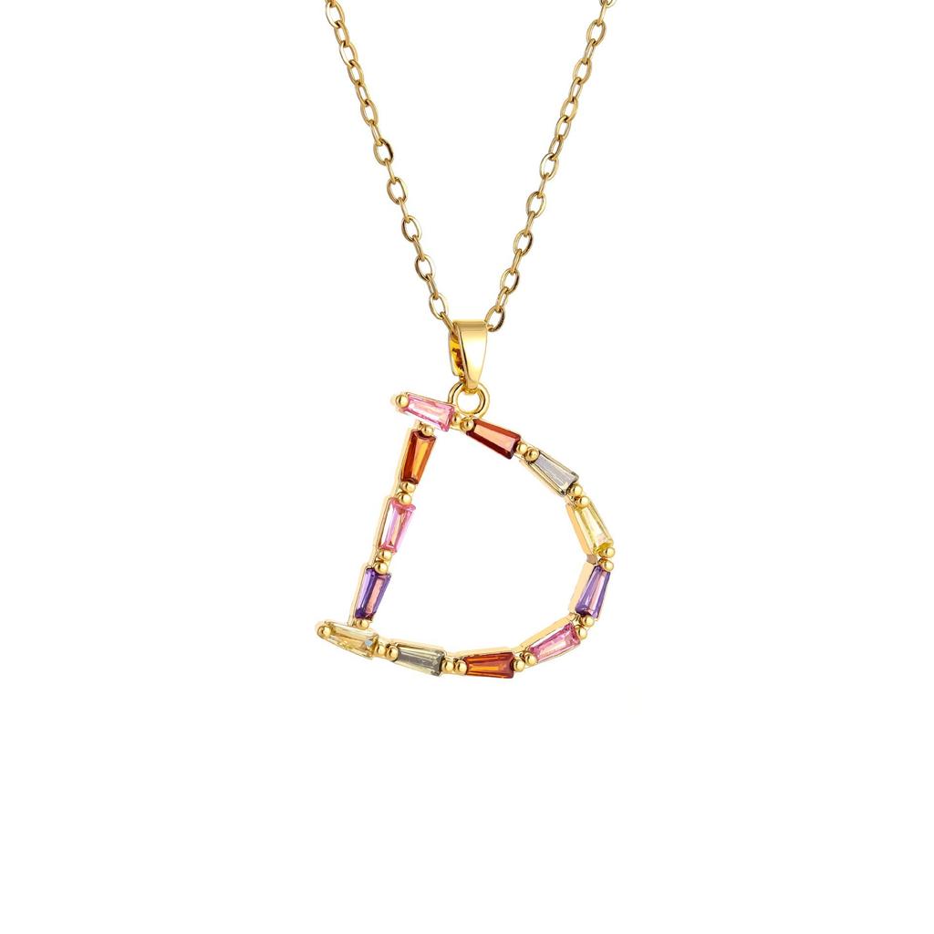 Ladies' Diamond & Colored Gemstone Metal Necklace, Heavy Craftsmanship Premium Design Initial Necklace, Gift for Women, Holiday Present, Party Jewelry