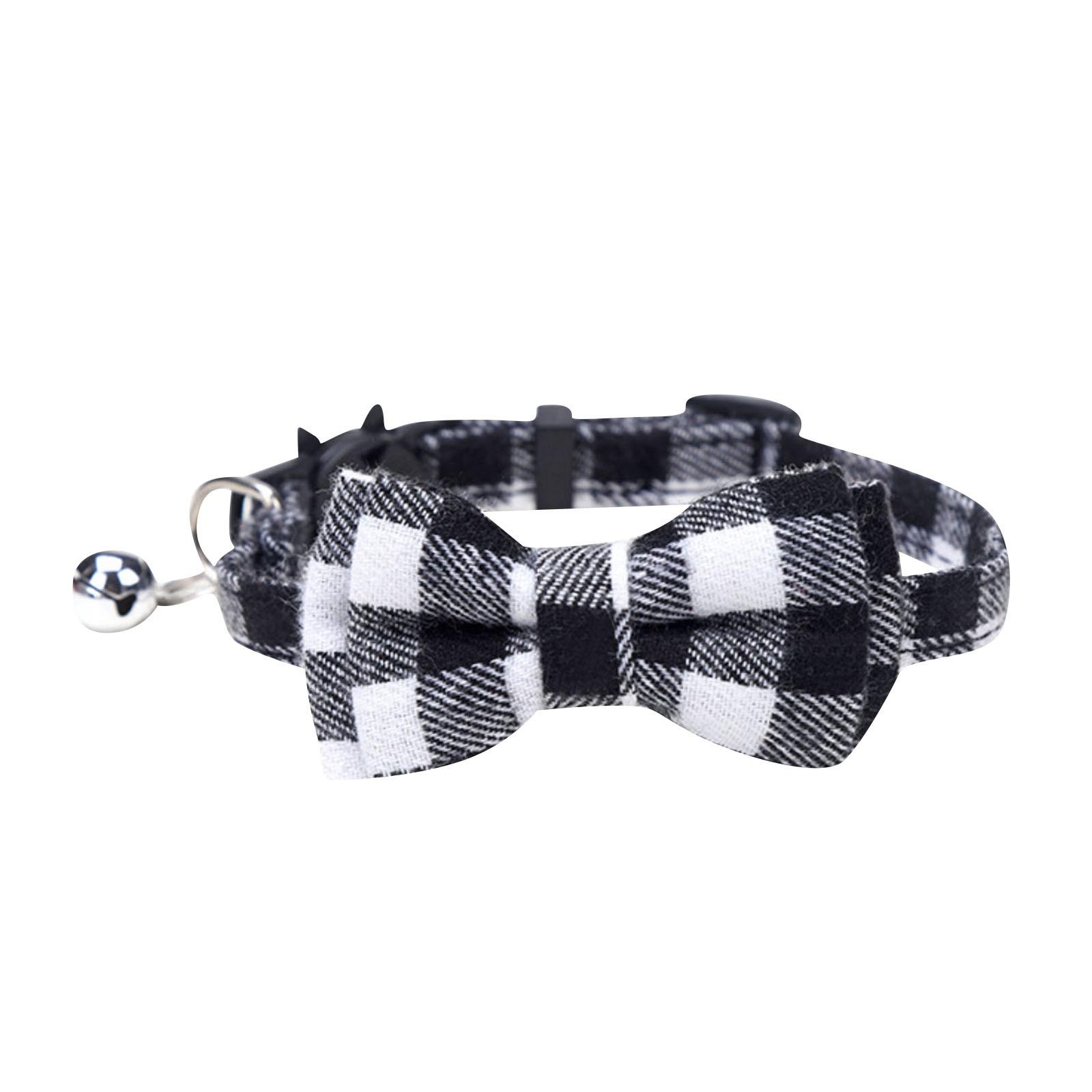 

Ошейник-бантик в британскую клетку, ошейник-колокольчик для питомцев, нашивка на пряжку для кошек, ошейник для собак One Size чёрный