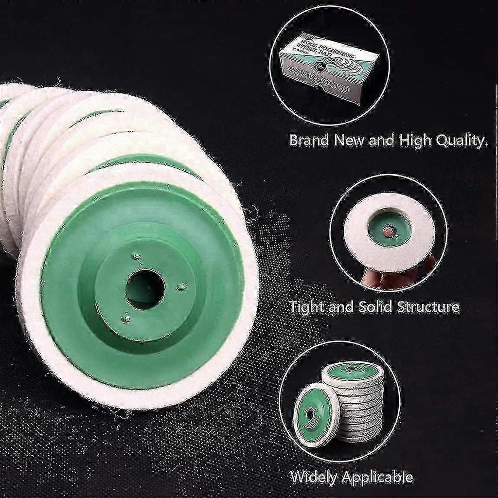 2025 10pcs Dia 100mm Polishing Wool Wheel Pad Buffer Disc Bore Dia 16mm_ZKD22
