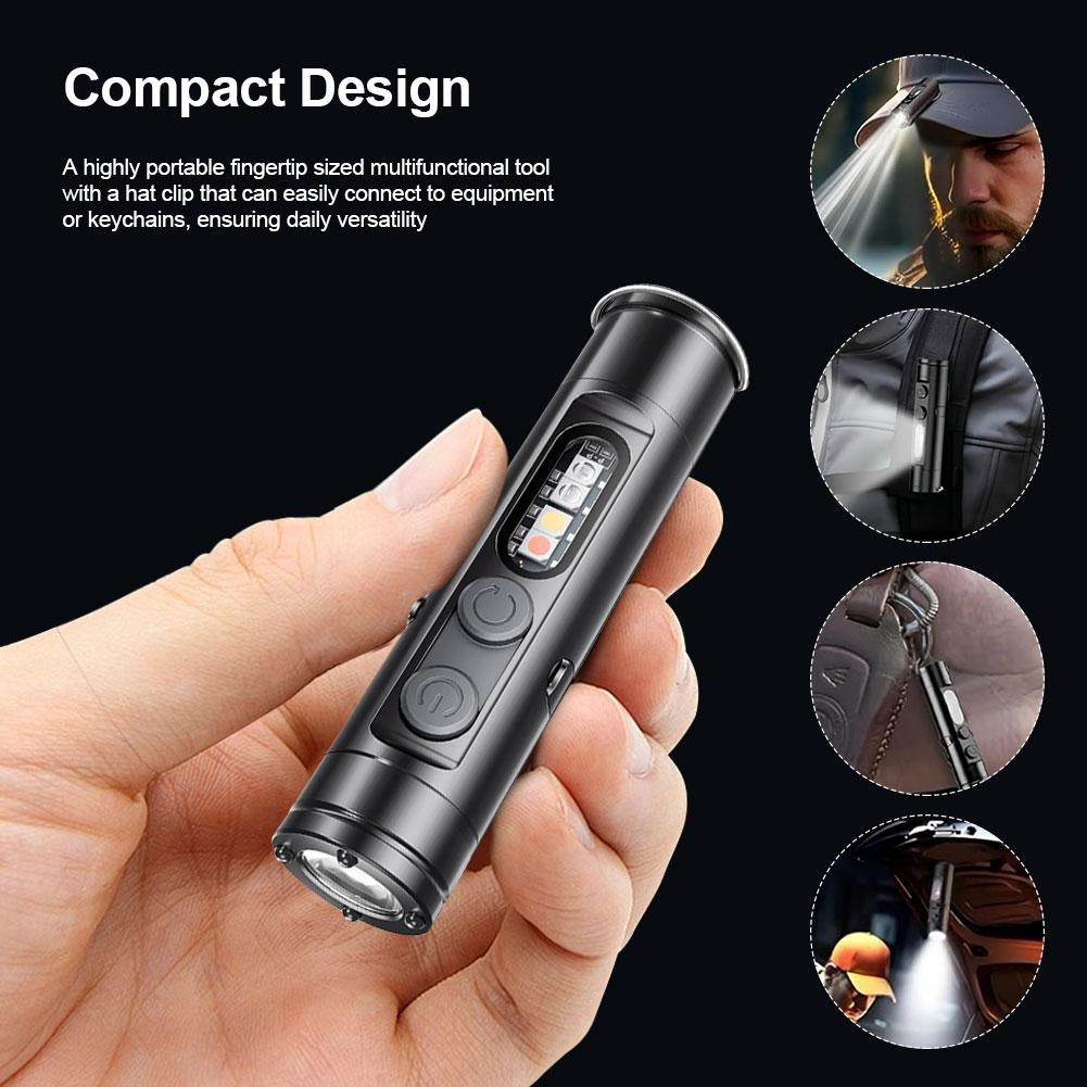 LED Micro Tool Flashlight with Hat Clip Portable Torch 3 Brightness Super Bright Flashlight for Outdoor Hiking Emergency