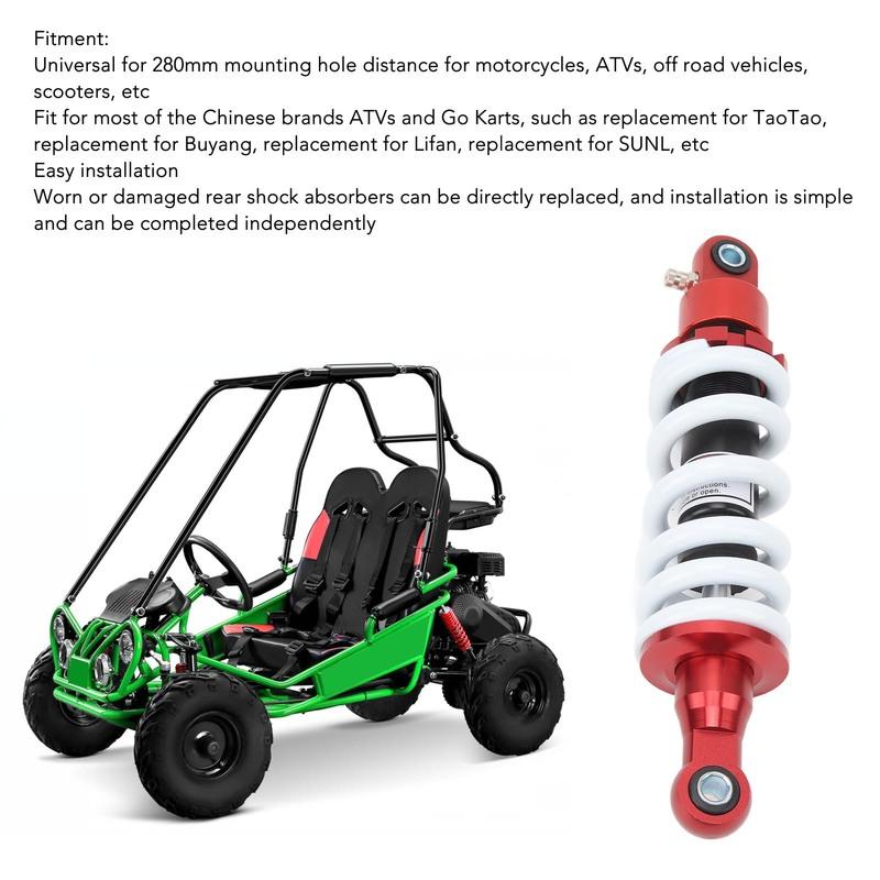 280mm Rear Shock Absorber 280mm Rear Shock Absorber Adjustable Suspension Shock Absorber for Dirt Pit Bike ATV Go Cart Scooters