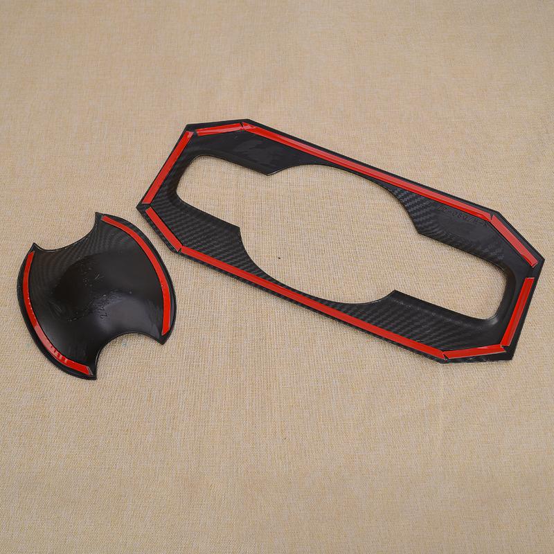 Car Exterior Door Handle Bowl Cover Trim Fit for Toyota Tundra - Black Carbon Fiber Style ABS