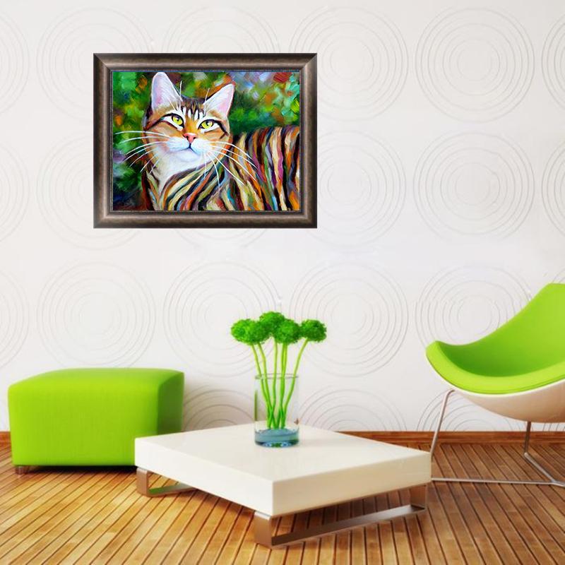 

HC Полная квадратная Алмазная вышивка крестиком 5D «сделай сам» Алмазная вышивка Алмазная мозаика Кот 20*30 cm