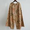 Women Vintage Wide Leg Pants Print Floral Spring Chinese Style Trousers Loose Female Pants