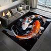 Crystal Velvet Two Different Color Koi Print Carpet for Bedroom, Living Room, Home Decor, Non-Slip Mat, Bedside Rug, Off