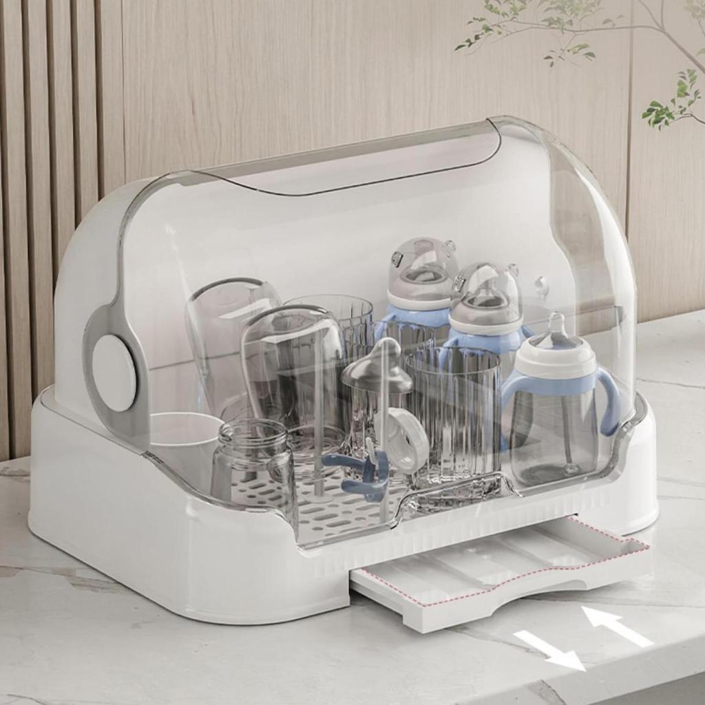 Baby Bottle Storage Organizer Large Baby Bottle Organizer with Cover Dust-Proof Containers for Pump Feeding Pantry Countertop
