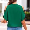 2026 Women's Off-the-Shoulder High-End Solid Color Short Sleeve Loose Shirt Base Layer