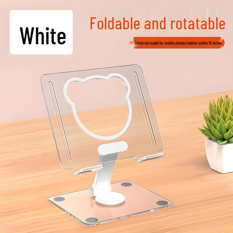 Little Bear Transparent Acrylic Rotatable & Foldable Tablet Stand - Adjustable Height for Desktops