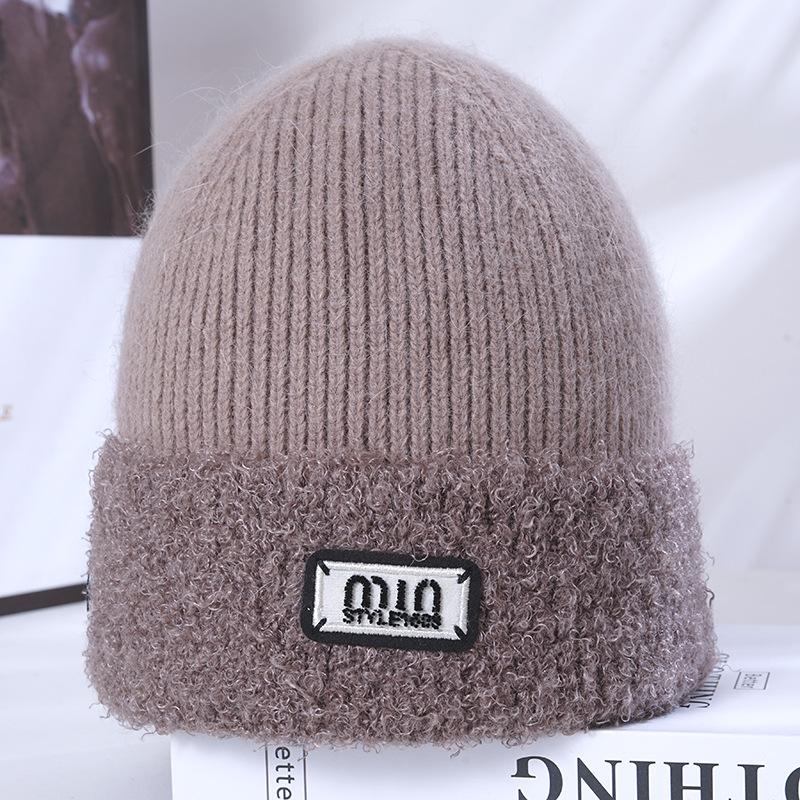 

Шапка Женская Зимняя Теплая Шапка Вязаная из Кроличьего Пуха Ветрозащитная Защита Ушей Шерстяная Шапка