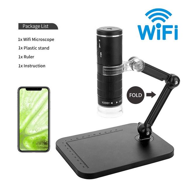 3 In 1 HD 1000X Digital Microscope LED USB WiFi Microscope Mobile Phone Microscope Camera with Stand for Smartphone PCB Inspection Tools
