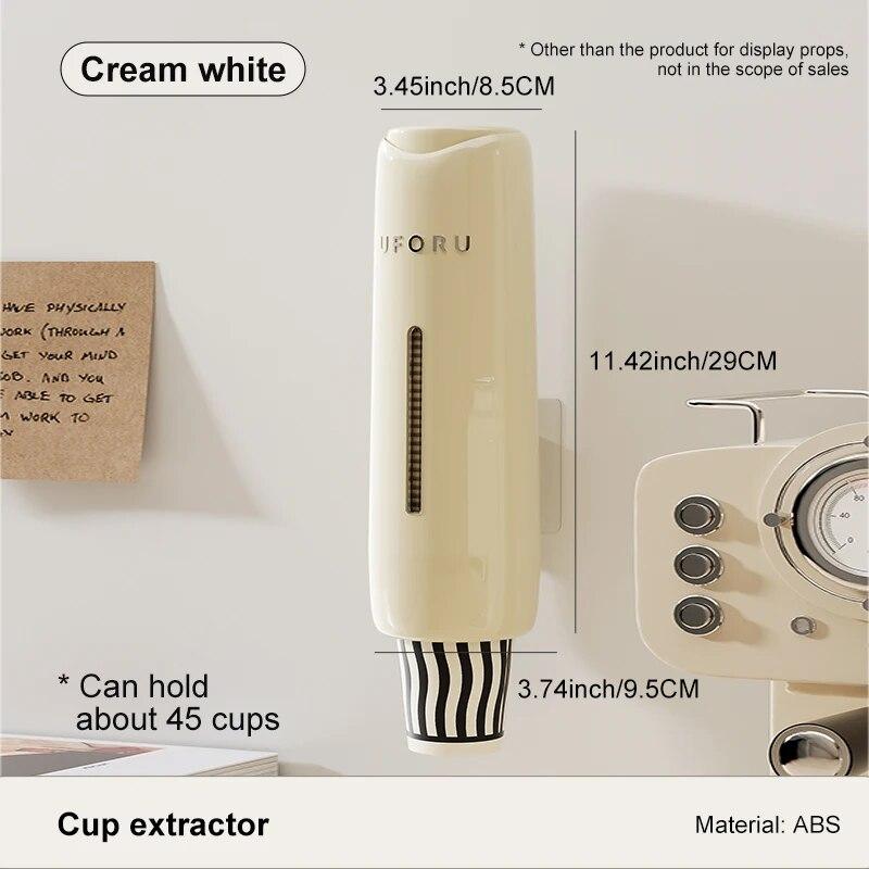 

Домашний диспенсер для стаканов с водой без перфоратора, вытяжка для гостиной, кухни, настенный держатель для одноразовых стаканов бежевый