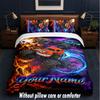 Monster Truck Theme Custom Text Or Name 3Pcs Bedding Set,1 Flat Sheet & 2 Pillowcases Personalized Home Bedding