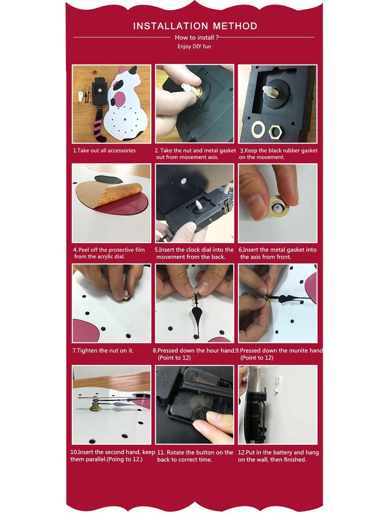 Cartoon Kitten Tail-Wagging Wall Clock for Children's Room and Living Room Decor