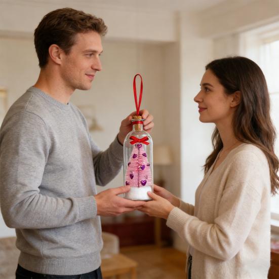 Träd i en glasflaska Snöig scen i flaska Julminne Alla hjärtans dag Jubileum Födelsedagspresenter till flickvän pojkvän man fru