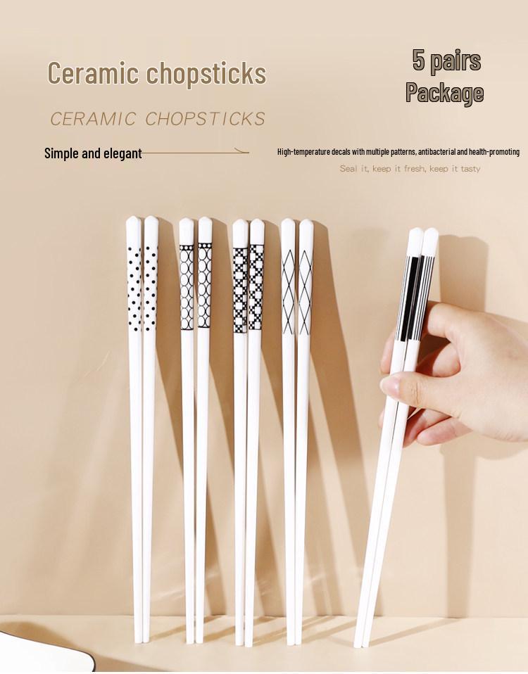 Nordic Hepburn Ceramic Chopsticks: Moisture-Proof, High-Temperature Resistant, Creative Single-Use Tableware.