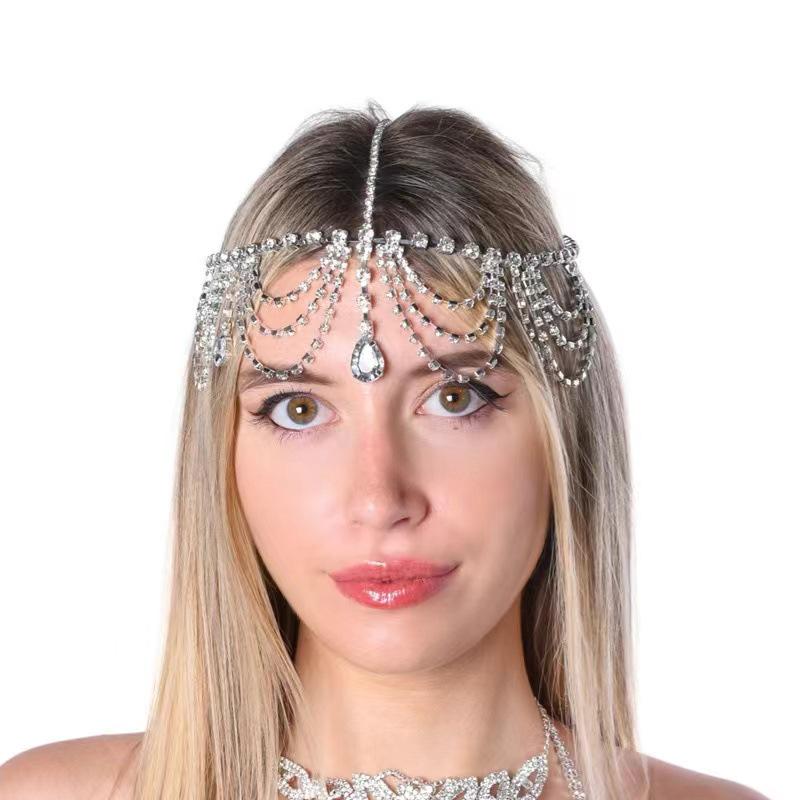 Exquisite Diamond Teardrop Tassel Bridal Headband