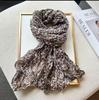 Gradient Blue Cotton-Linen Scarf: Retro Versatile Print, Long Pleated Women's Accessory for Autumn/Winter