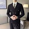 Breasted Men Peaked Lapel Slim Fit Groomsmen Wedding Fashion Jacket