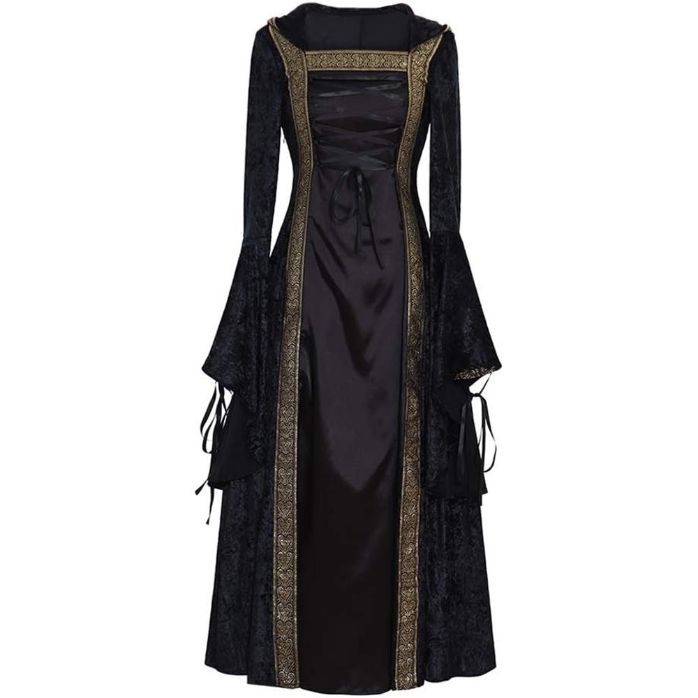 

Women s Medieval Renaissance Retro Gown Cosplay Costume Dress 2XL чорний