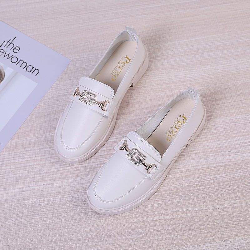 Women's Small Leather Shoes Women's British Style Women's Shoes Small Fragrant Style Soft Sole One Pedal Spring and Autumn Students