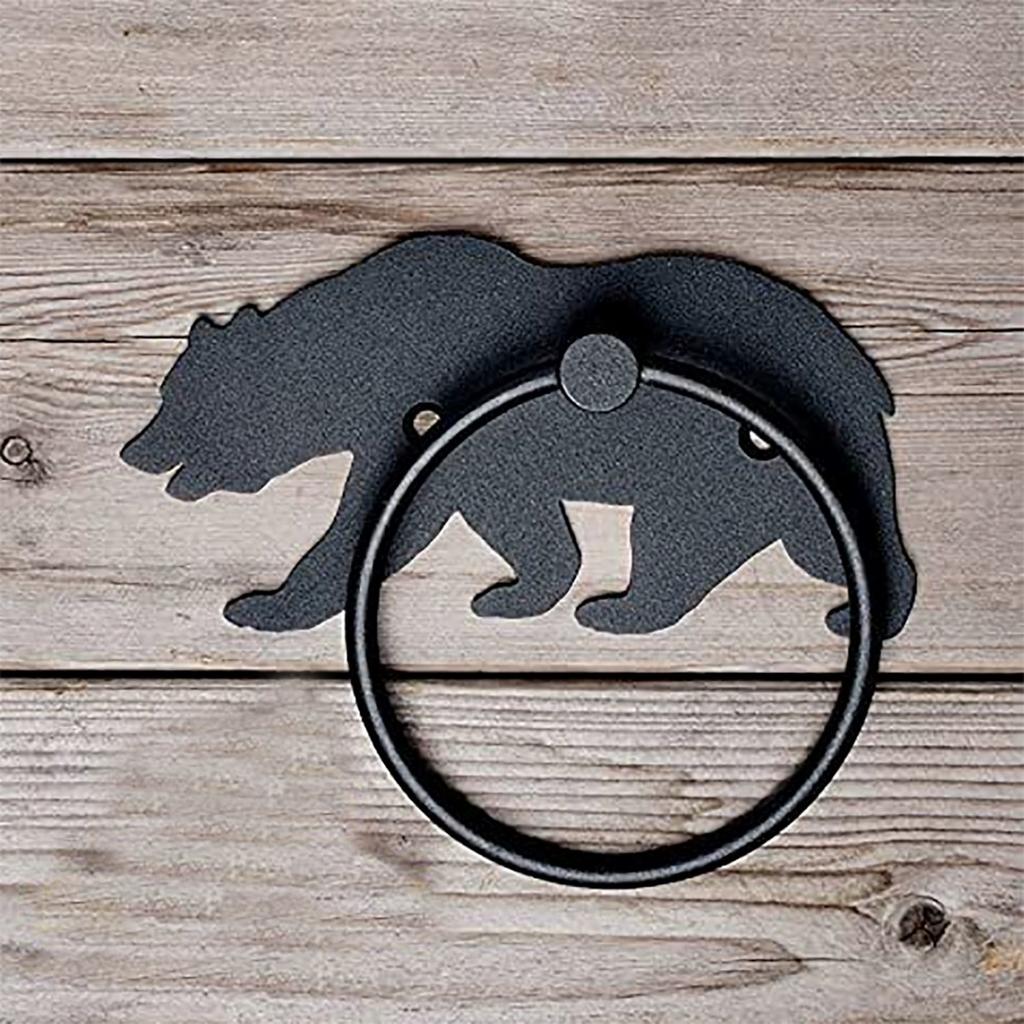 Bear Towel Ring Towel Holder Bathroom Wall Mounted Metal Wall Mounted Towel Ring Metal Hand Towel Holder Wall Decor for Kitchen Home Hanging Decor