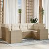 Vidaxl 6-Cz. Garden Furniture Set With Cushions, Beige, Poly Rattan