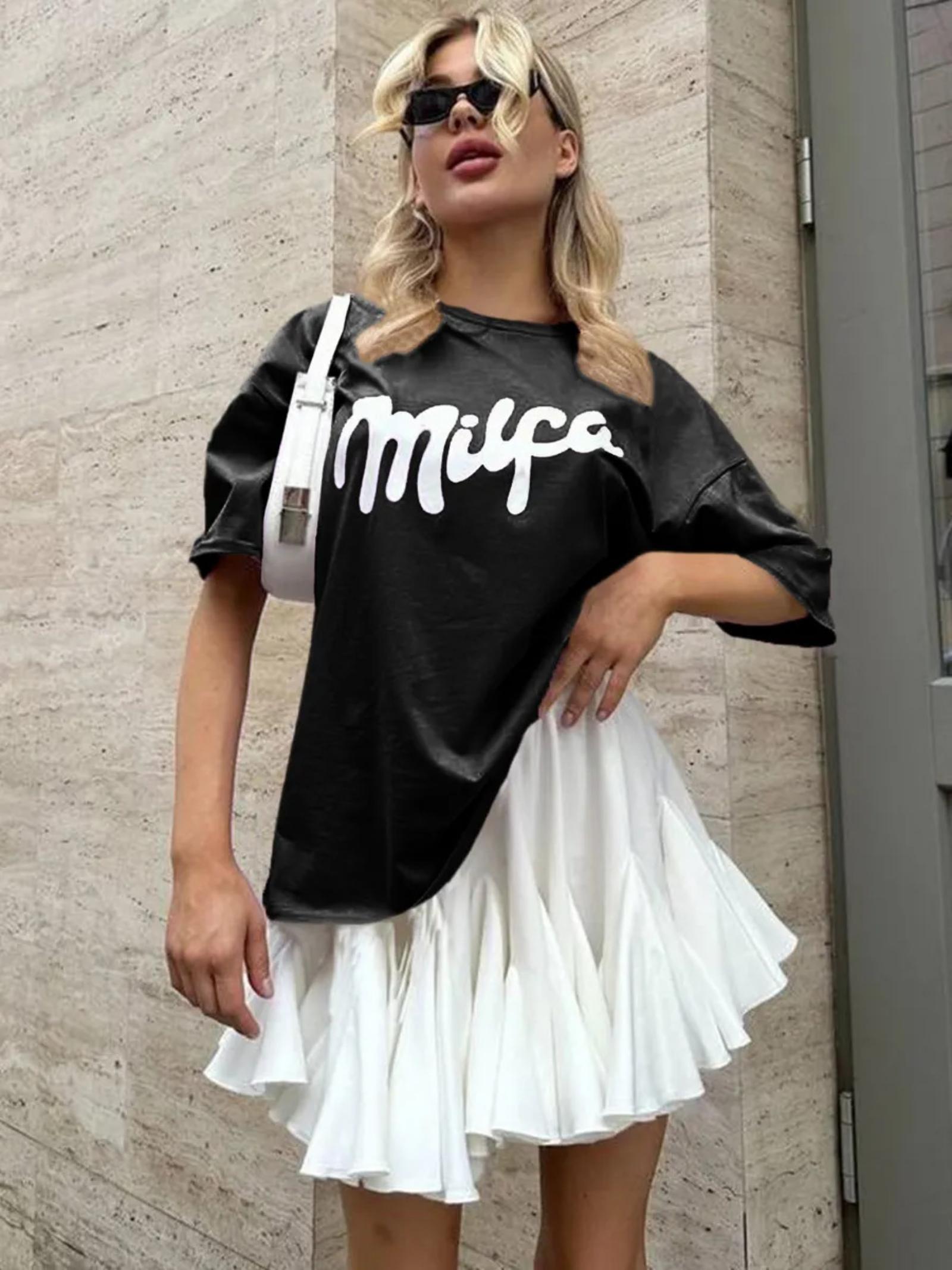 Women s T,shirt loose printed short,sleeved top S