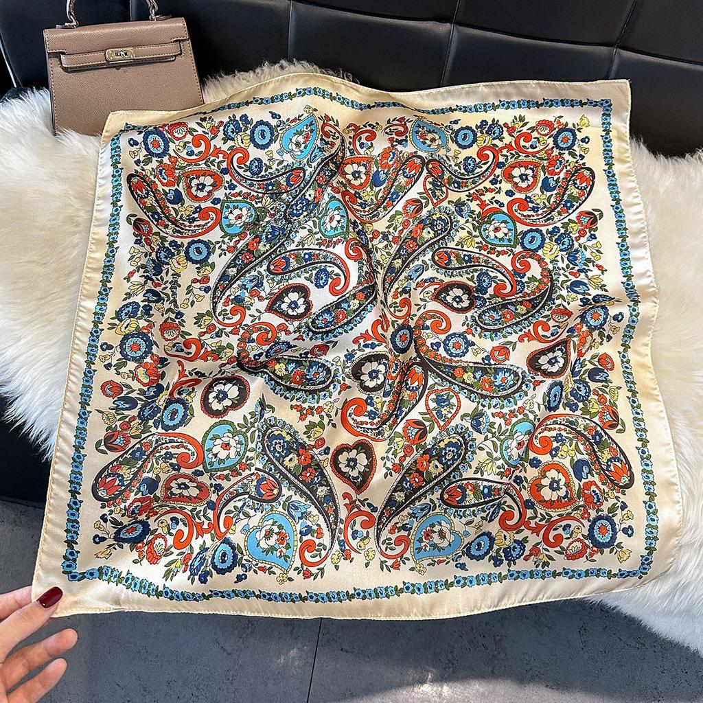 Spring And Autumn Silk Scarf Women'S Ribbon Headgear Hair Accessories Flowers Cashew Nut Flowers Versatile Temperament Advanced