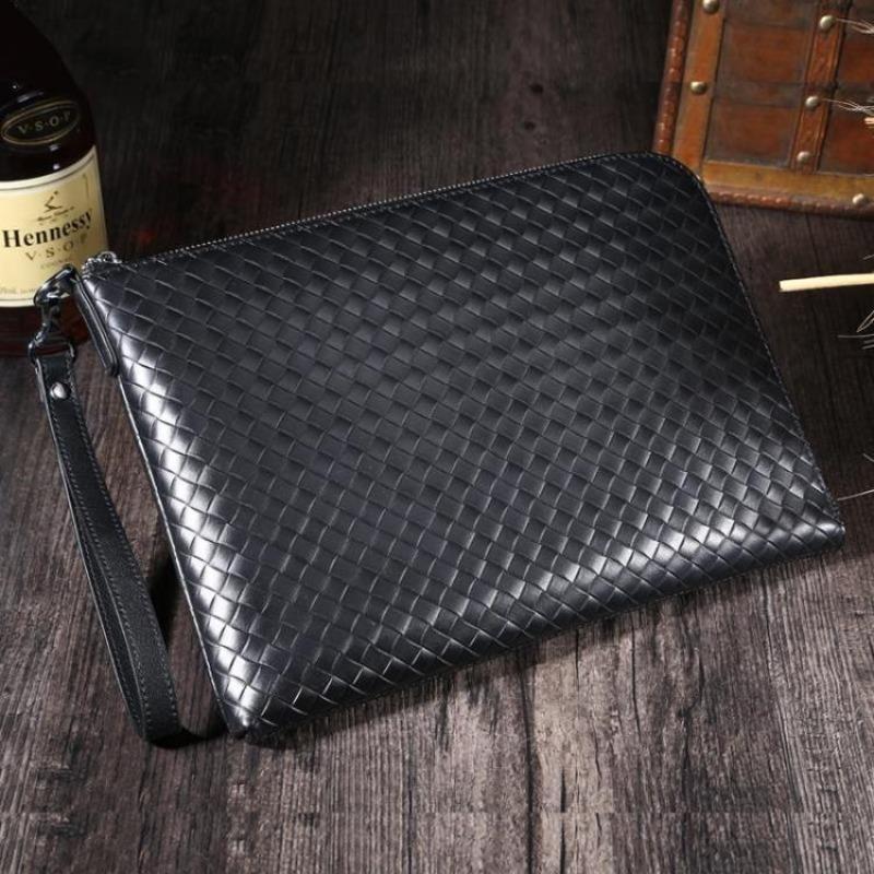 2025 Men's Genuine Leather Bag Embossed Woven 13" Laptop Briefcase 2-in-1 Handheld Shoulder Envelope Bag Practical Business Gift Commute Messenger Bag
