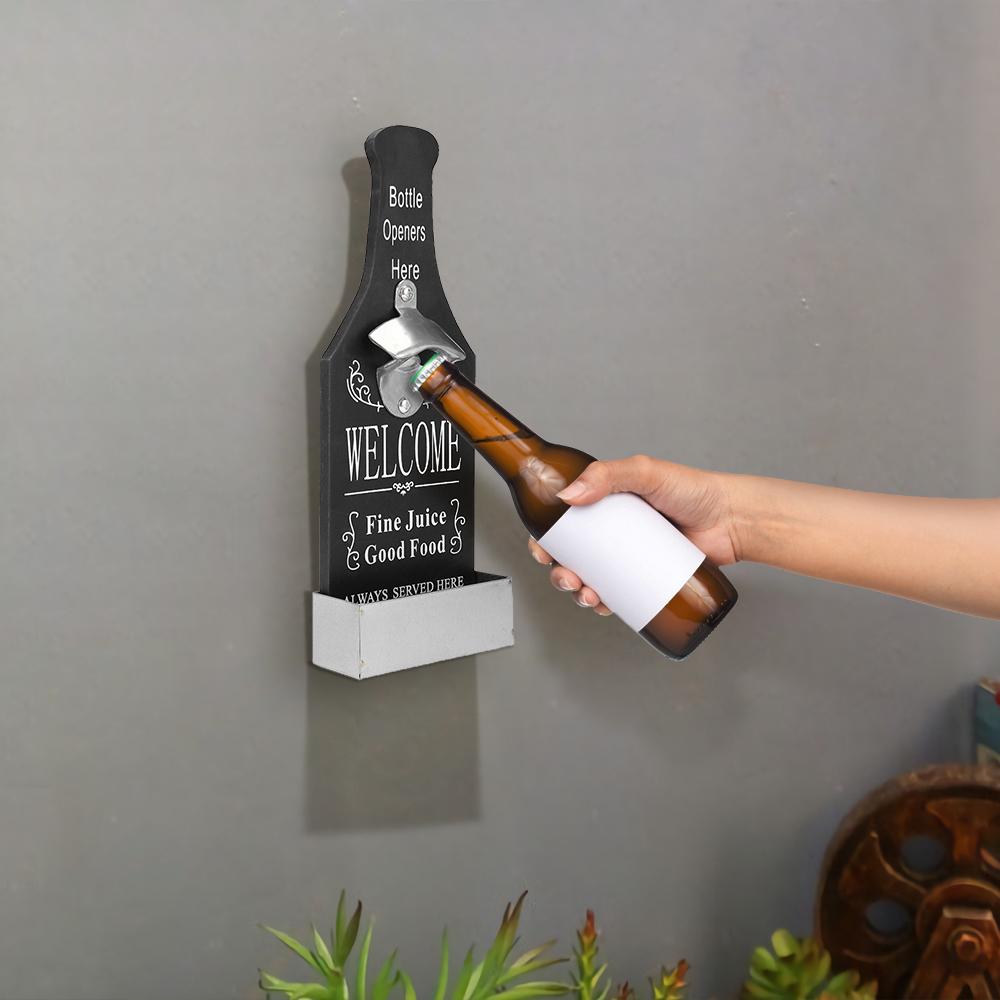 Creativo apribottiglie da birra in legno montato a parete bar casa ristorante decorazione da parete vino cucina apriscatole bottiglia stile vintage