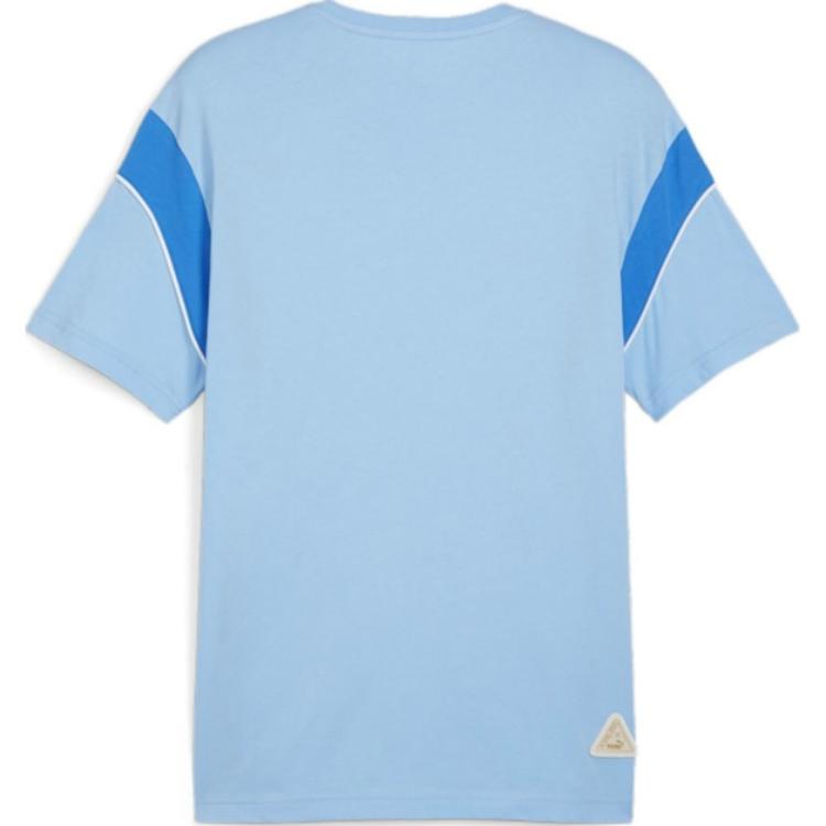 Puma Manchester City Ftbl Archive Color Block Logo Print Slim Fit T-Shirt Men T-Shirts Light-Blue 774389-09