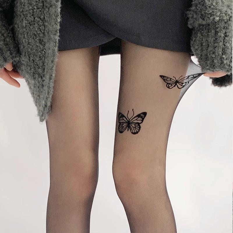 Damen Over-the-Knee Schwarze Strümpfe mit Trägern - Weiße Einteiler Strumpfhose