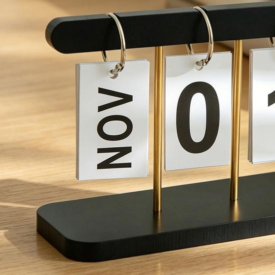 Wooden Perpetual Desk Calendar Daily Desktop Standing Flip Calendar with Day