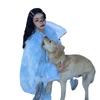Fashion temperament Medium and long autumn and winter popular new thin fluffy imitation fur jacket female blue