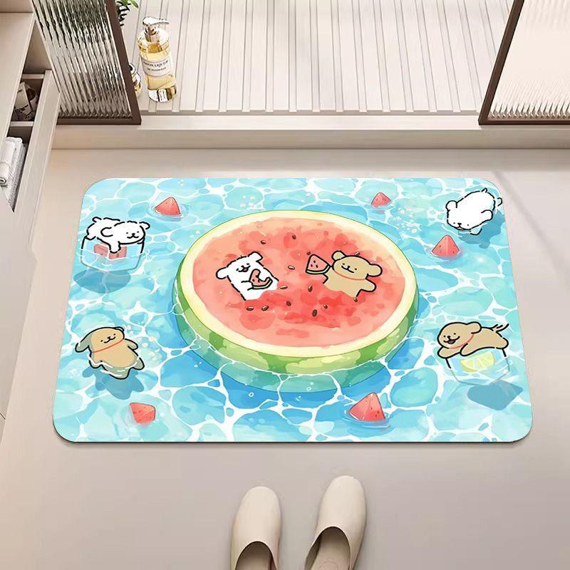 Diatom Mud Bathroom Floor Mat Cute Cartoon Puppy Non-slip Doormat Bathroom Soft Diatom Mud Floor Mat Waterproof Carpet