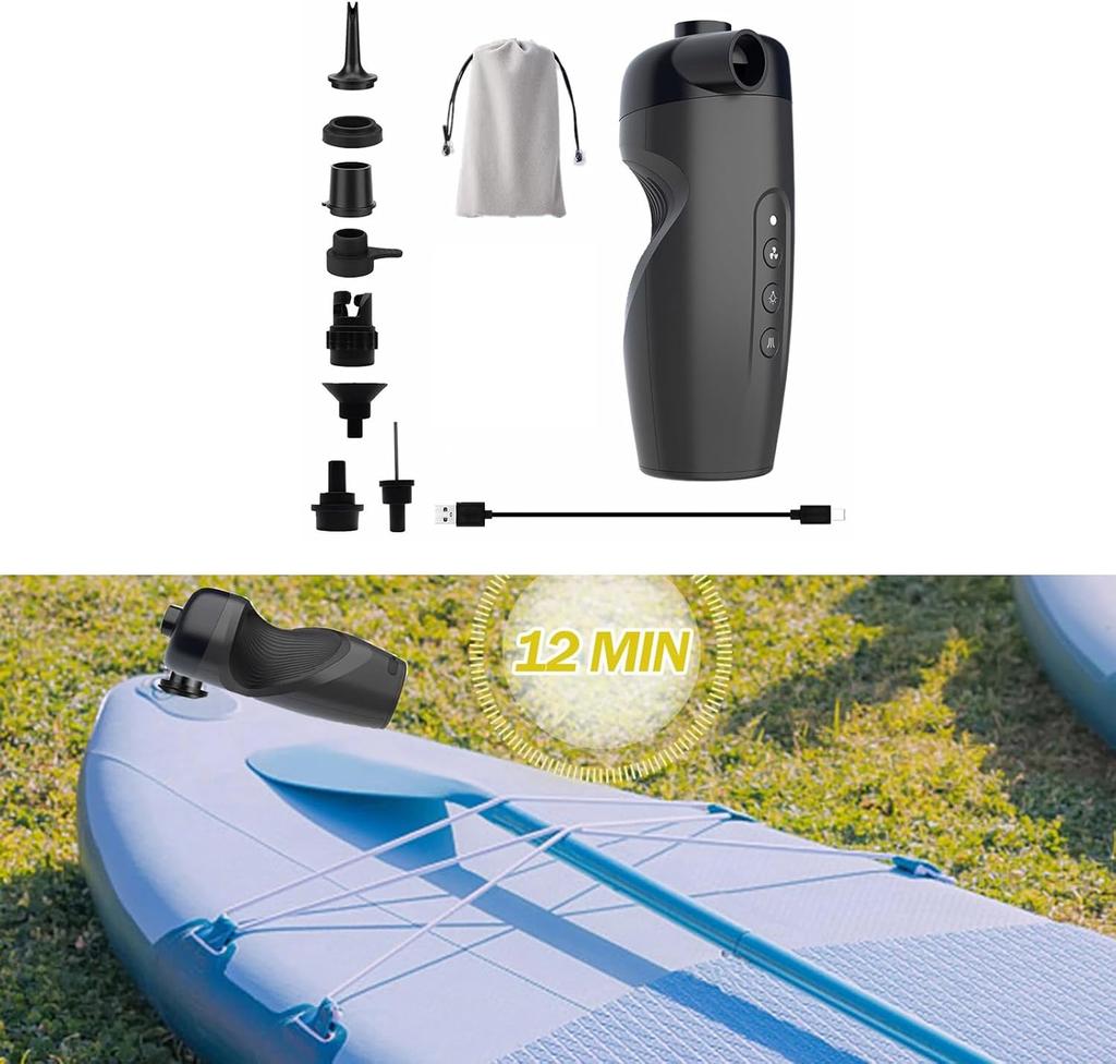 20PSI Electric Air Pump with 7 Nozzles & Adapters, 2-in-1 Rapid Inflator Deflator for Inflatable Boats, Kayaks, Pool Floats and Toys