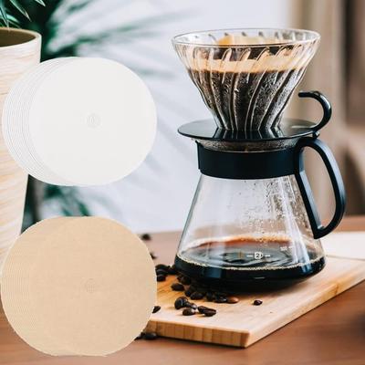 200Pcs 3.75 Inch Percolator Coffee Filters Unbleached Natural Coffee Maker Filters with Hole Round with Holes