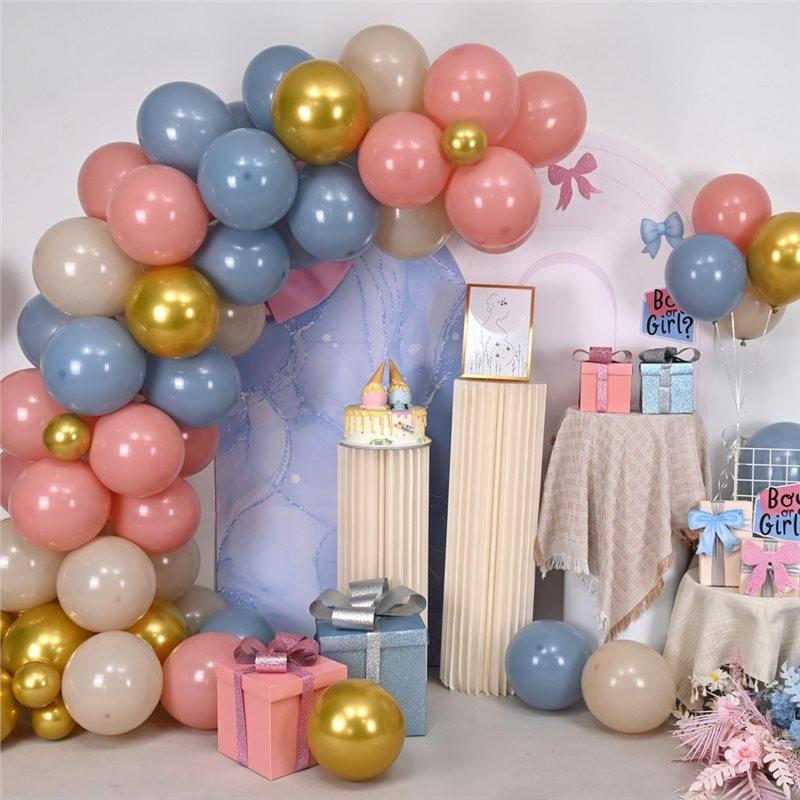 For Boho Themed Celebration Balloons- 35PCS 12 Inch Dusty Blue And Pink Gender Reveal Party Set