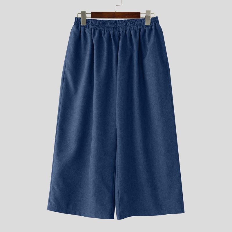 INCERUN Męskie Elastyczne w Pasie Casualowe Luźne Długie Workowate Spodnie