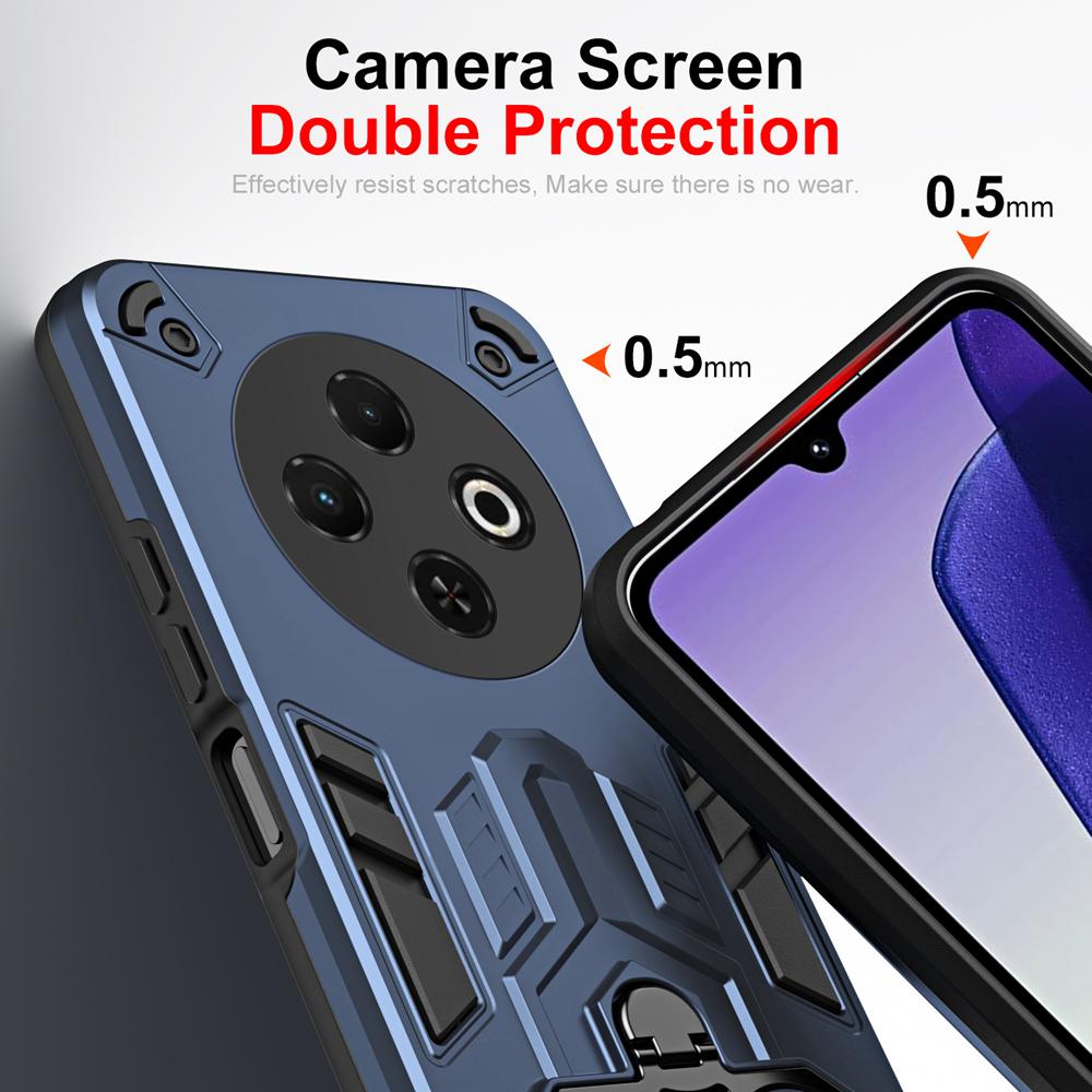 KEYSION Shockproof Armor Case for TECNO Spark 30C 4G Soft Silicone+PC Metal Ring Stand Phone Cover for for TECNO Spark 30 4G