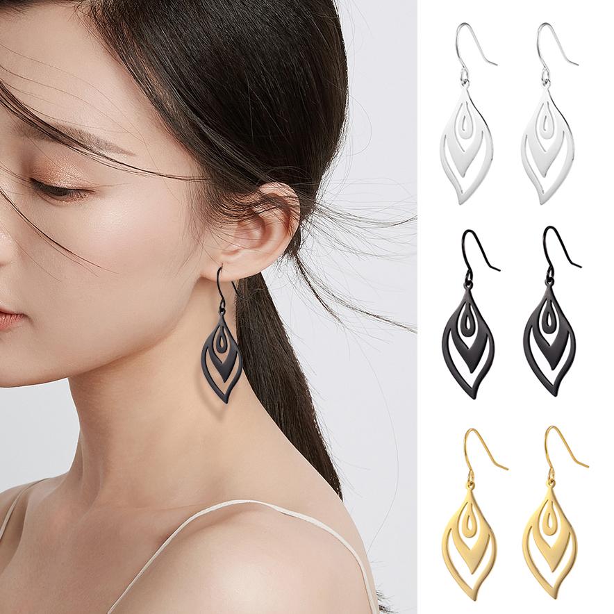 Bohemian Vintage Women Earrings Jewelry Stainless Steel Black Golden Slivery Geometric Drop Earring Gift