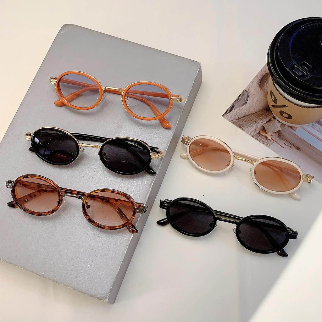 Retro Punk Metal Shades Trendy Ins Brand Design Women's Sunglasses Hip Pop Futuristic Chic Oval Sun Glasses for Men's