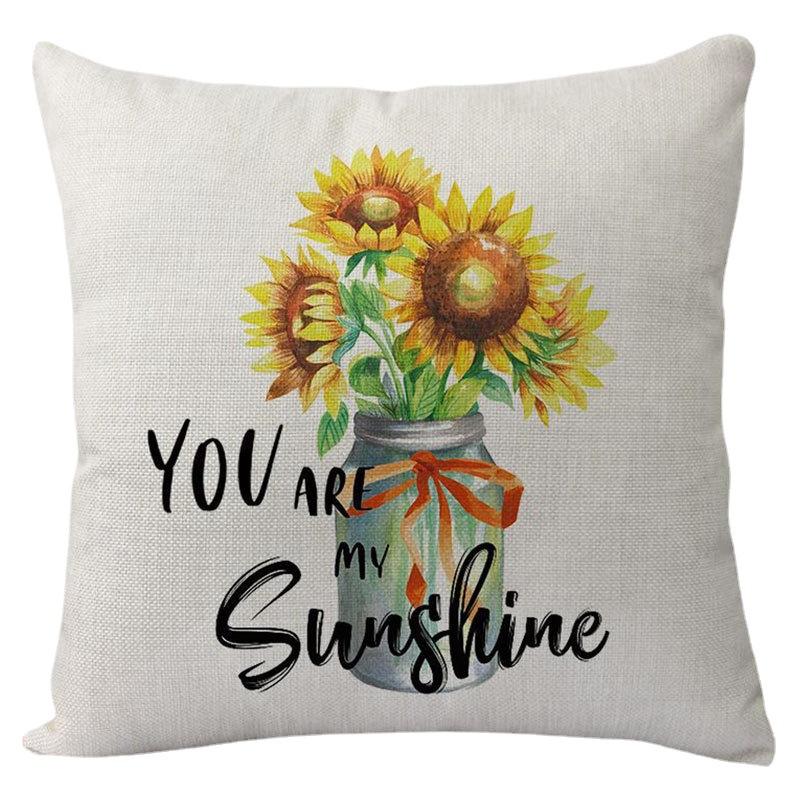 New Spring Linen Pillowcase Bicycle Flower Lemon Digital Print Cushion Waist Pillowcase